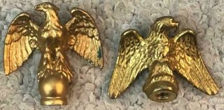 2 Pc Vintage Eagle Finial Lamp Shade Topper Brass Finish Ornate Liberty Threaded