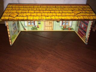 Crooked Horseshoe Tin Litho Cabin - Marx Toys 1950s 6