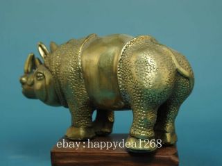 chinese old hand carving pure copper carving rhinoceros statue d01 3