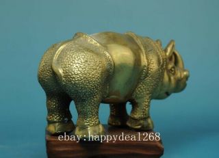 chinese old hand carving pure copper carving rhinoceros statue d01 6