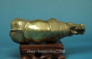 chinese old hand carving pure copper carving rhinoceros statue d01 7