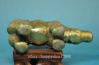chinese old hand carving pure copper carving rhinoceros statue d01 8