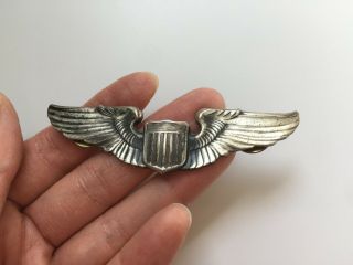 1940s Ww2 Us Army Air Force Pilot Pin Badge Wings Insignia 3 " W/ Ballou Clutches