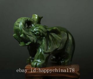 China Old Hand - made South Natural Jade Water Absorption Elephant Statue 01 B02 2