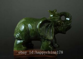 China Old Hand - made South Natural Jade Water Absorption Elephant Statue 01 B02 4