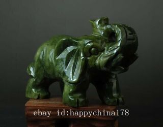 China Old Hand - made South Natural Jade Water Absorption Elephant Statue 01 B02 5