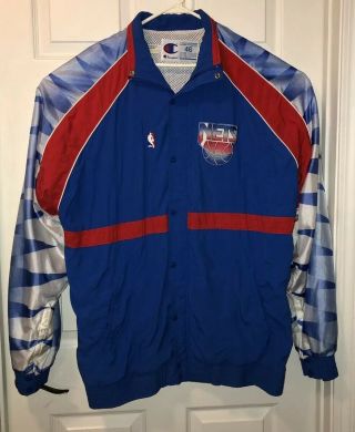 Vintage 1990s Champion Jersey Nets Warmup Jacket Size 46 Rare