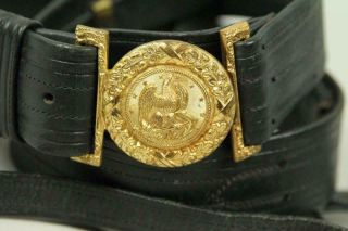 Rare Vtg E Pluribus Unum Us Army Navy Officer Military Leather Belt Buckle Strap
