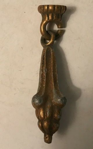 Antique Ornate Cast Alloy Ceiling Fixture Slip Shade Style Finial Art Deco 1940s