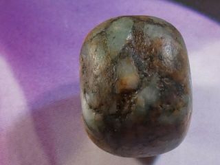 Ancient Pre - Columbian - Mesoamer.  Mayan Jade Belize Bead 16.  3 By 12.  4 Mm
