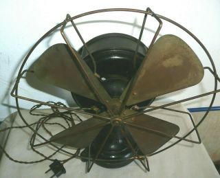 Antique Electric Fan Brass Blade Vintage AEG model ? 9