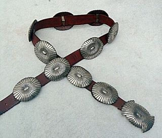 Vintage Marcella James Navajo Sterling Silver Concho Belt
