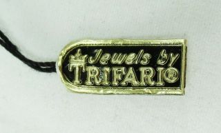 Signed Trifari w/Original Tag Yellow & Clear Pave Rhinestone Leaf Bracelet Vintg 3