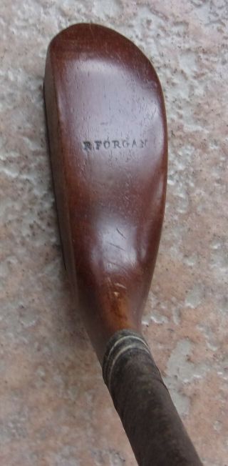 Antique Vintage R Forgan Splice Neck Long Head Hickory Wood Shaft Golf Putter