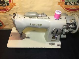 Vintage Green Singer 15 - 125 Sewing Machine 6
