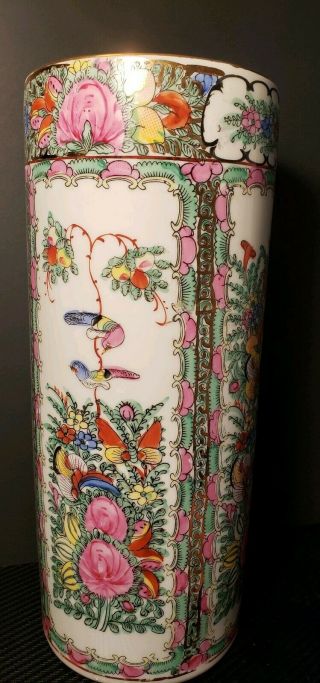 Unique Large Famille Rose BIRDS VASE ROSE CANTON Porcelain ORIENTAL ASIAN EXPORT 2