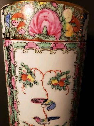 Unique Large Famille Rose BIRDS VASE ROSE CANTON Porcelain ORIENTAL ASIAN EXPORT 5