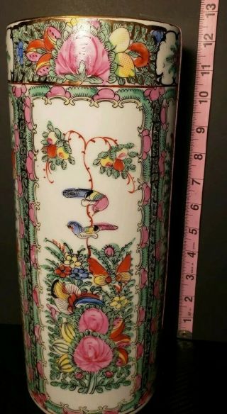 Unique Large Famille Rose BIRDS VASE ROSE CANTON Porcelain ORIENTAL ASIAN EXPORT 6