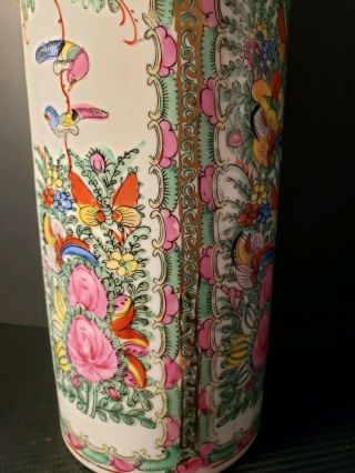 Unique Large Famille Rose BIRDS VASE ROSE CANTON Porcelain ORIENTAL ASIAN EXPORT 7