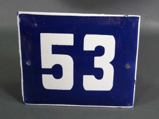 Door House Street Porcelain Enamel Tin Sign Plate Plaque Number 53 Industrial