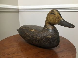 Vintage Doug Jester Carved Black Duck Decoy Chincoteague Virginia