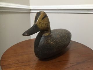 Vintage Doug Jester Carved Black Duck Decoy Chincoteague Virginia 2