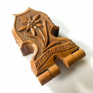 Black Forest Swiss Hand Carved Edelweiss Wood Pocket Watch Case - INTERLAKEN 8