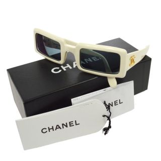 Authentic Chanel Vintage Cc Square Sunglasses Eye Wear White Plastic Yg02013i