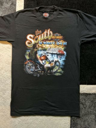 Vintage 1989 3d Emblem Harley Davidson The South Is Where It’s At T Shirt