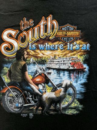 VINTAGE 1989 3D Emblem HARLEY DAVIDSON THE SOUTH IS WHERE IT’S AT T SHIRT 2