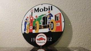 Vintage Mobil Gasoline Porcelain Oil Gargoyle Service Station Pump Plate Sign