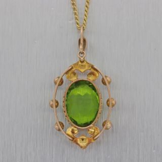 1880 ' s Antique Victorian 10k Yellow Gold Synthetic Peridot Necklace 3