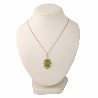 1880 ' s Antique Victorian 10k Yellow Gold Synthetic Peridot Necklace 6