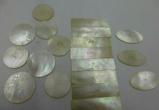 Group Of 19 Vintage Chinese Mother Of Pearl Games Counters