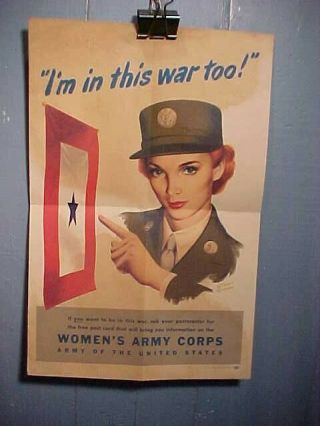 Orig Wwii Home Front Poster 1944 For Womens Army Corps