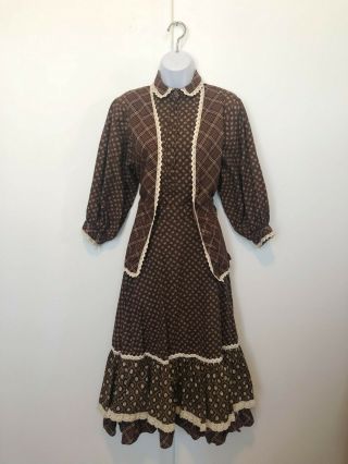 Vintage Gunne Sax Skirt & Vest And Blouse 3 Piece Set Size 7 Floral Plaid Mixed