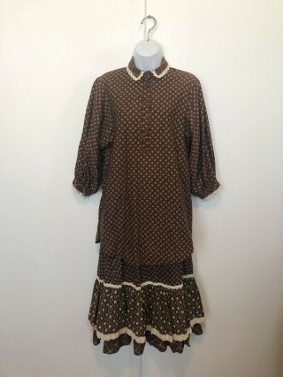 Vintage Gunne Sax Skirt & Vest and Blouse 3 Piece Set Size 7 Floral Plaid Mixed 7