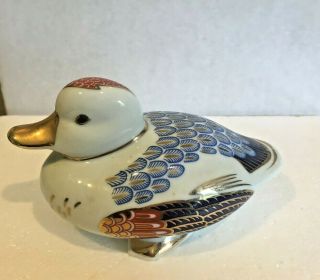 Japanese Imari Duck Figure Paperweight Hand Painted Gilded Porcelain Vintage