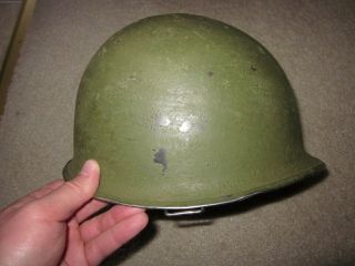 Vintage Wwii Us Army M1 Front Seam Steel Pot Helmet