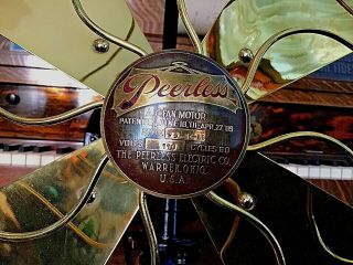 Antique Electric Fan Brass Blade,  Cage Peerless Vintage Old Restored 8