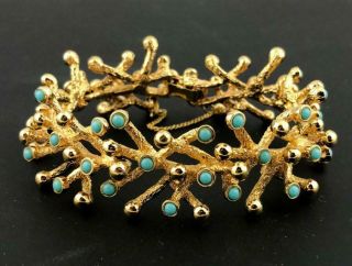 PANETTA ' Travel Jewelry ' Gold - Plated and Faux Turquoise CORAL REEF Bracelet 10