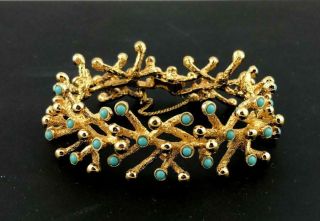 PANETTA ' Travel Jewelry ' Gold - Plated and Faux Turquoise CORAL REEF Bracelet 2