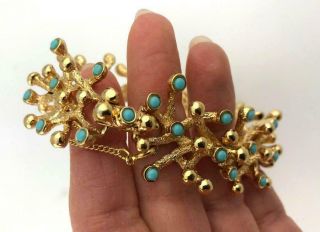 PANETTA ' Travel Jewelry ' Gold - Plated and Faux Turquoise CORAL REEF Bracelet 8