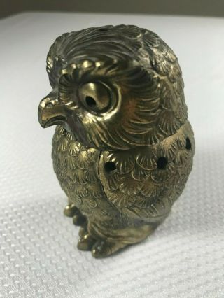 Vintage Lidded Japanese Brass Censor Smudge OWL incense burner 3