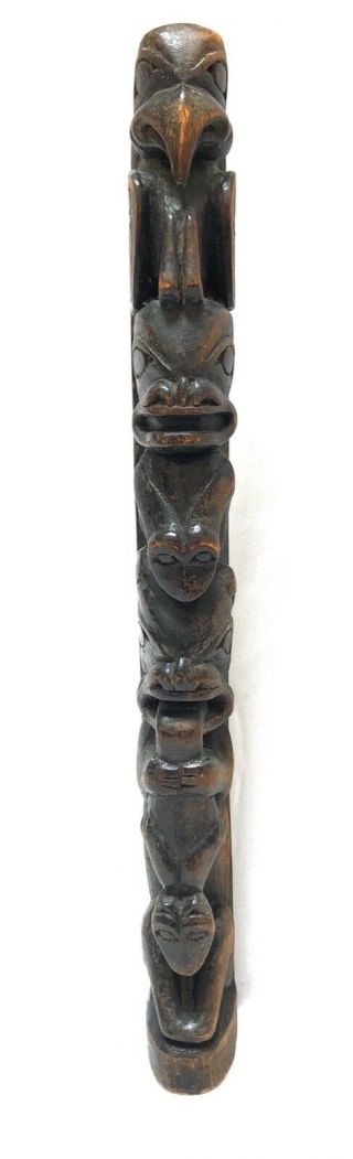 Antique Northwest Coast Native American Tlingit Haida Carved Model Totem Pole 3