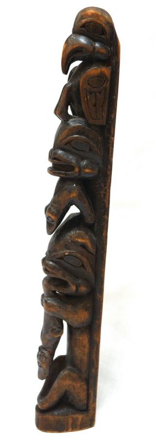 Antique Northwest Coast Native American Tlingit Haida Carved Model Totem Pole 4
