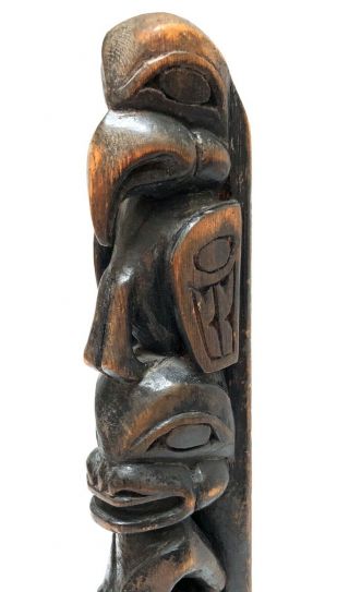 Antique Northwest Coast Native American Tlingit Haida Carved Model Totem Pole 6