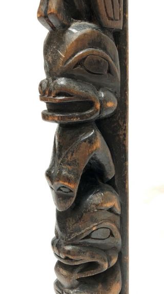 Antique Northwest Coast Native American Tlingit Haida Carved Model Totem Pole 7