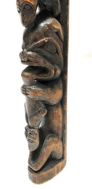 Antique Northwest Coast Native American Tlingit Haida Carved Model Totem Pole 8