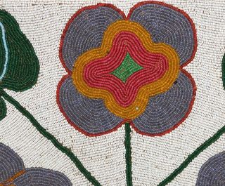 Antique LARGE Plateau Native American Indian Contour Beaded Bag Pictorial Floral 6